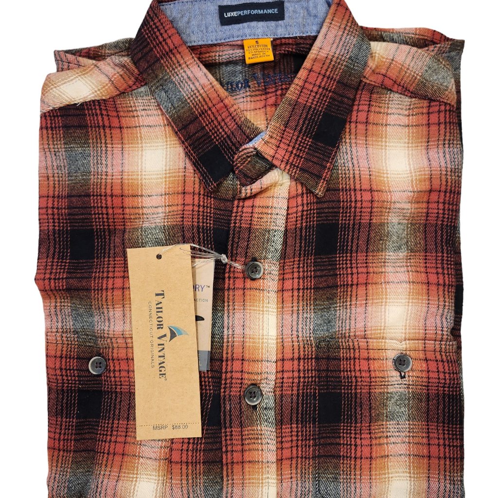 Tailor Vintage Luxe Performance Men's Maple Lodge Plaid Button Up Shirt Size S